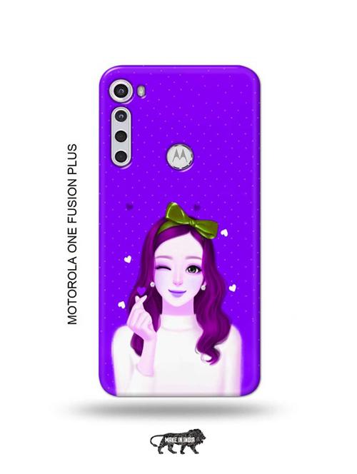 lovely girl purple back cover compatible with motorola one fusion plus - 18993690 - Very Small Image - 1