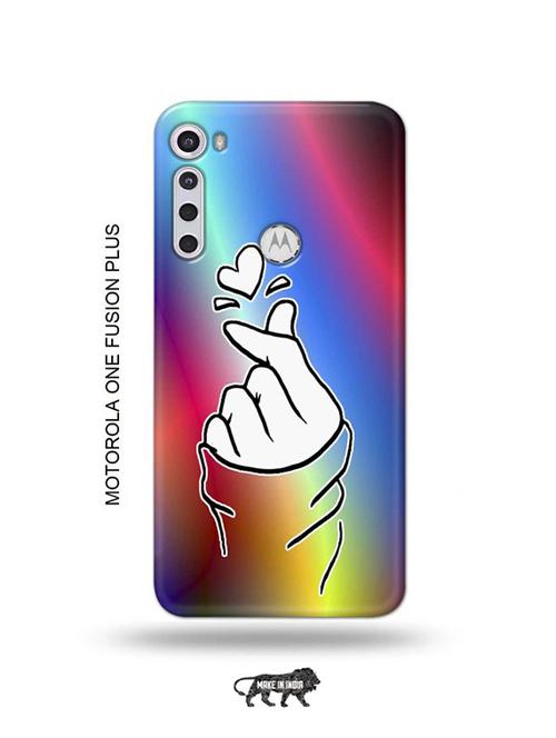 korean heart gesture multicolour back cover compatible with motorola one fusion plus - 18993861 - Very Small Image - 1