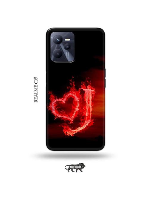 fire heart letter j back cover compatible with realme c35 - 18994131 - Very Small Image - 1