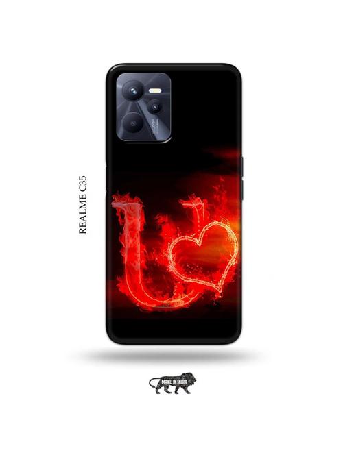 fire heart letter u back cover compatible with realme c35 - 18994142 - Very Small Image - 1