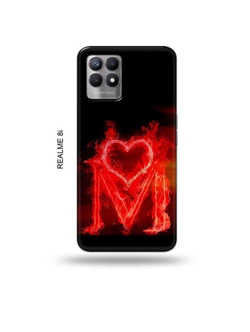 fire heart letter m back cover compatible with realme 8i, realme narzo 50 - 18995637 - Very Small Image - 1