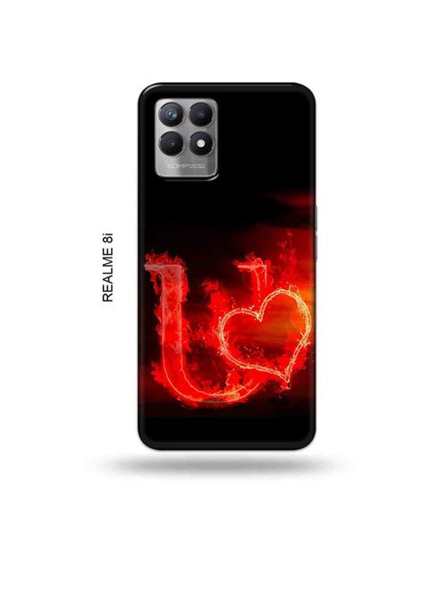 fire heart letter u back cover compatible with realme 8i, realme narzo 50 - 18995645 - Very Small Image - 1