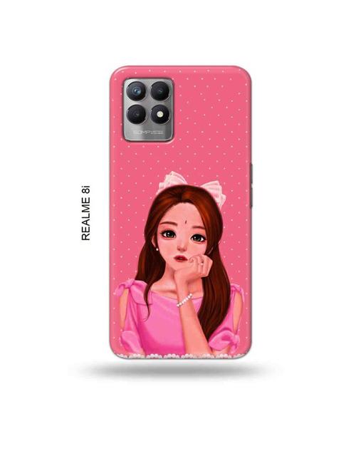 pink girl back cover compatible with realme 8i, realme narzo 50 - 18995695 - Very Small Image - 1