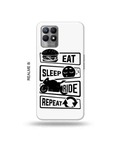 eat sleep ride repeat back cover compatible with realme 8i, realme narzo 50 - 18995808 - Very Small Image - 1
