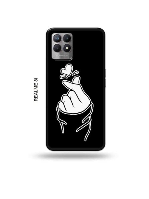 korean heart gesture black back cover compatible with realme 8i, realme narzo 50 - 18995866 - Very Small Image - 1