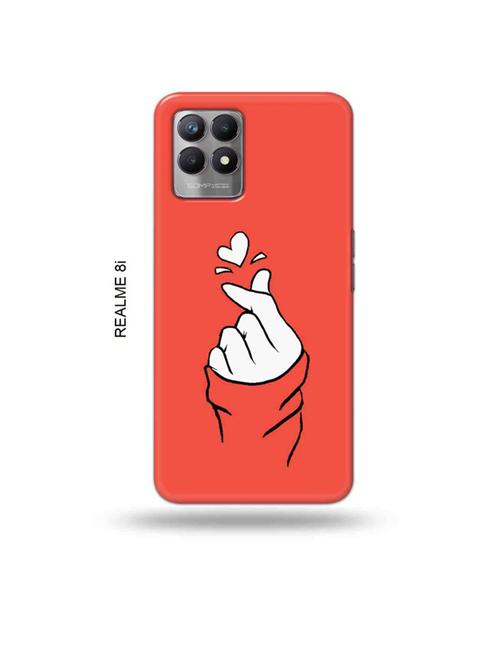 korean heart gesture pink back cover compatible with realme 8i, realme narzo 50 - 18995867 - Very Small Image - 1