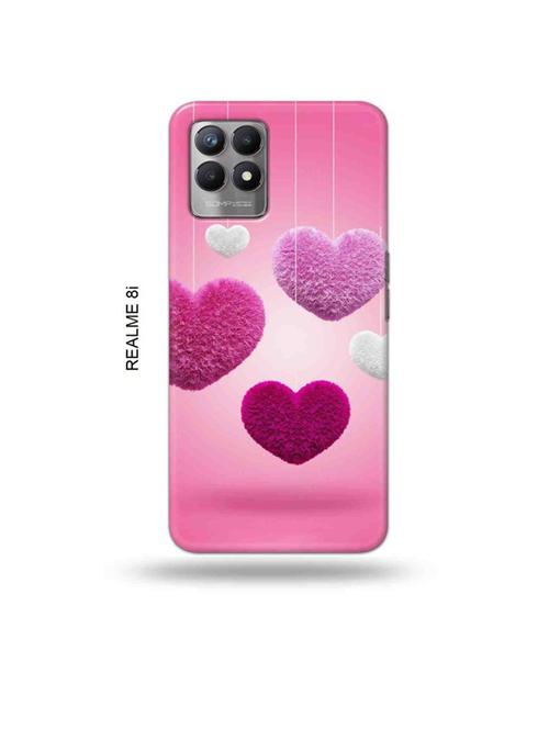 pink hearts back cover compatible with realme 8i, realme narzo 50 - 18996014 - Very Small Image - 1