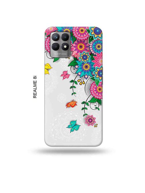 flowers back cover compatible with realme 8i, realme narzo 50 - 18996028 - Very Small Image - 1