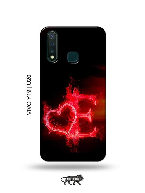 fire heart letter e back cover compatible with vivo y19, vivo u20 - 18996554 - Very Small Image - 1