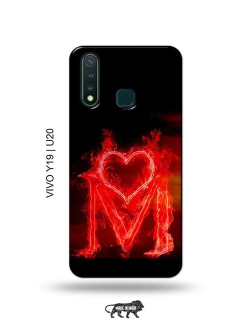 fire heart letter m back cover compatible with vivo y19, vivo u20 - 18996562 - Very Small Image - 1