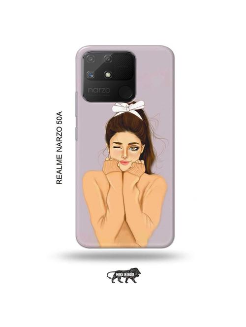 cozy girl back cover compatible with realme narzo 50a - 18999442 - Very Small Image - 1