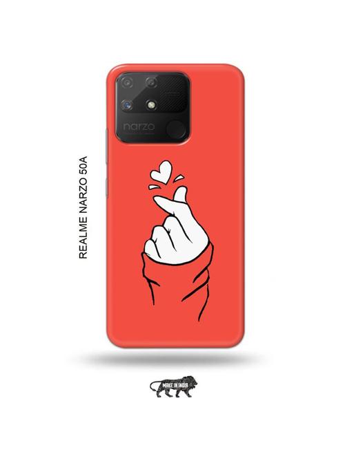 tweakymod designer printed hard case | korean heart gesture pink back cover compatible with realme narzo 50a - 18999603 - Very Small Image - 1