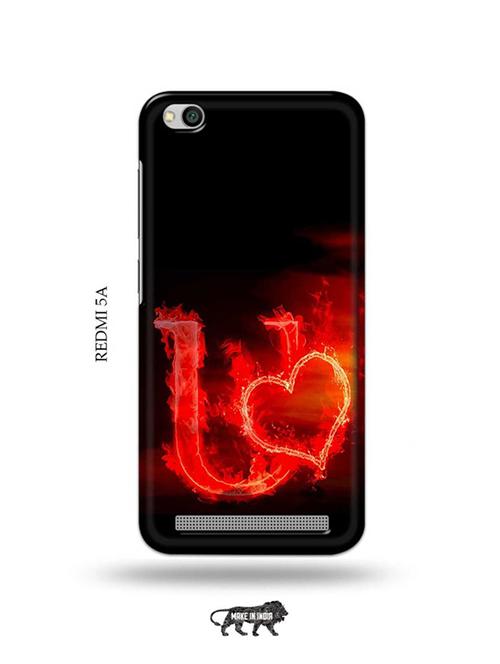 fire heart letter u back cover compatible with redmi 5a - 19002387 - Very Small Image - 1