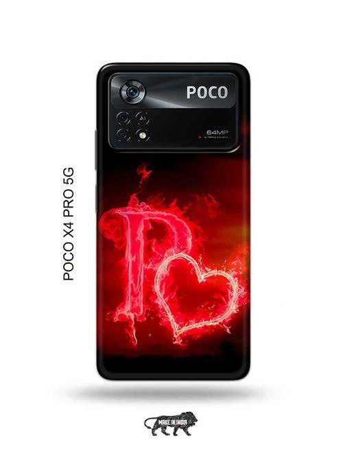 fire heart letter p back cover compatible with poco x4 pro 5g - 19002893 - Very Small Image - 1