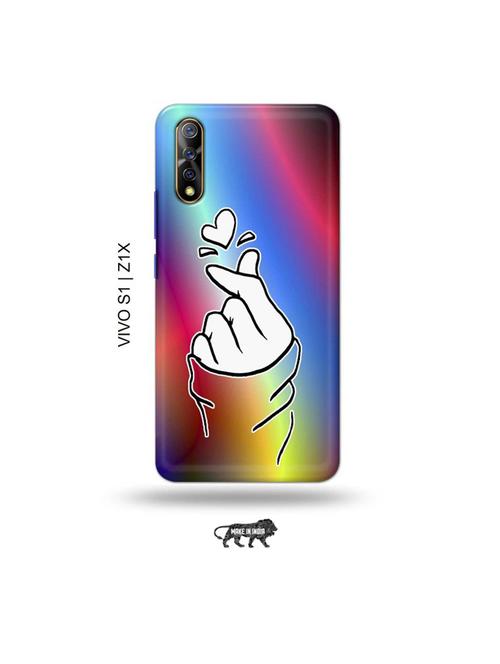 korean heart gesture multicolour back cover compatible with vivo s1, vivo z1x - 19003619 - Very Small Image - 1