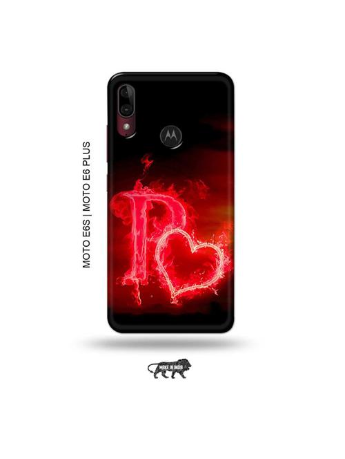 fire heart letter p back cover compatible with moto e6s , moto e6 plus - 19003895 - Very Small Image - 1
