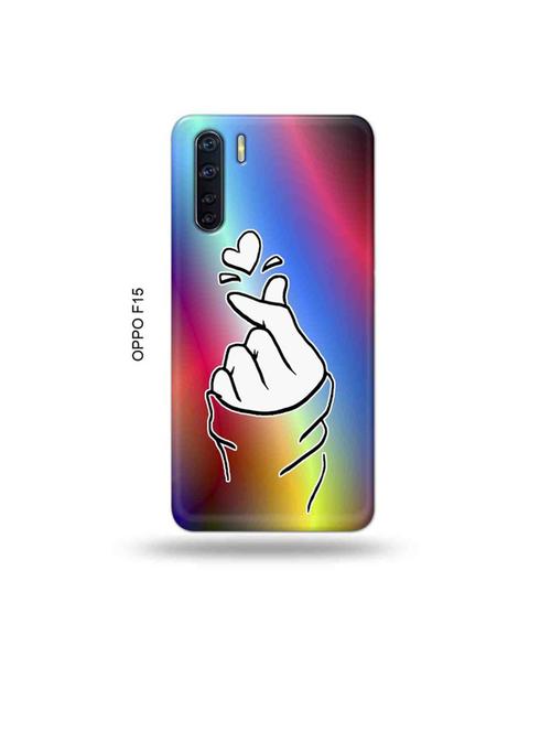 korean heart gesture multicolour back cover compatible with oppo f15 - 19004621 - Very Small Image - 1