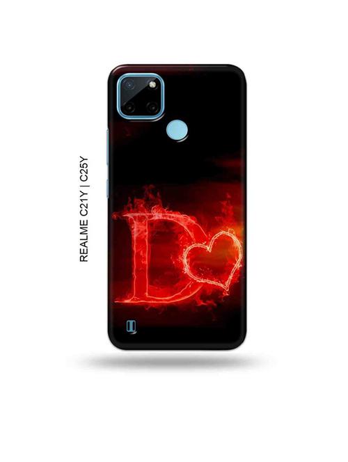 fire heart letter d back cover compatible with realme c21y, realme c25y - 19004885 - Very Small Image - 1