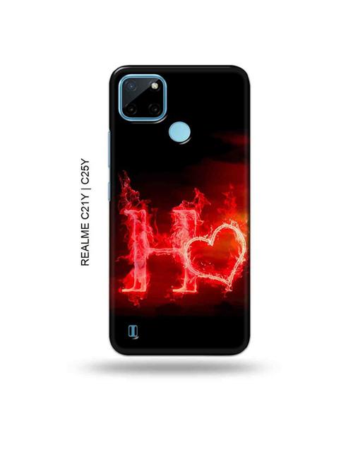 fire heart letter h back cover compatible with realme c21y, realme c25y - 19004889 - Very Small Image - 1