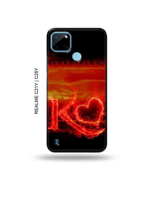 fire heart letter k back cover compatible with realme c21y, realme c25y - 19004892 - Very Small Image - 1