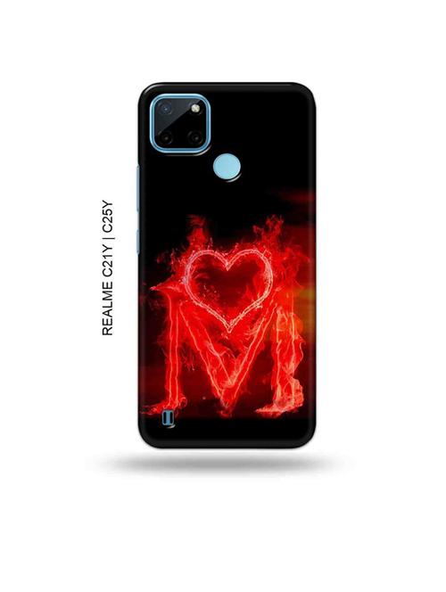 fire heart letter m back cover compatible with realme c21y, realme c25y - 19004894 - Very Small Image - 1