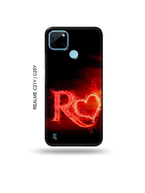 fire heart letter r back cover compatible with realme c21y, realme c25y - 19004899 - Very Small Image - 1