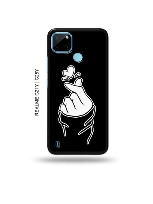 korean heart gesture black back cover compatible with realme c21y, realme c25y - 19005123 - Very Small Image - 1