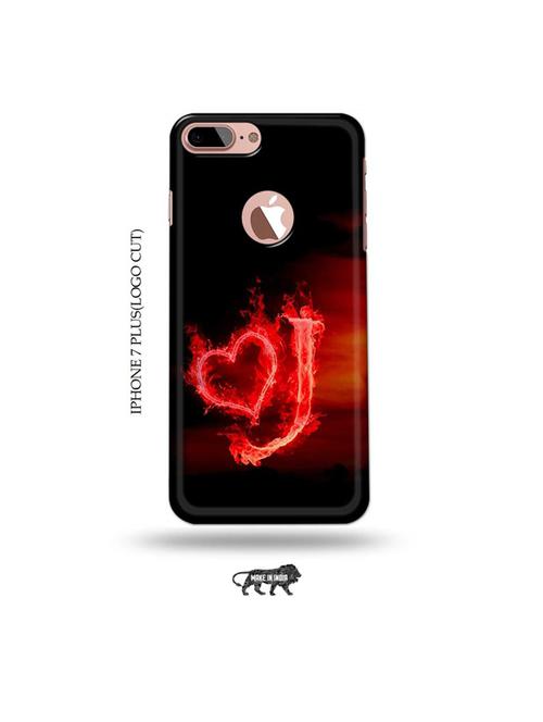 fire heart letter j back cover compatible with iphone 7 plus(logo cut) - 19005392 - Very Small Image - 1