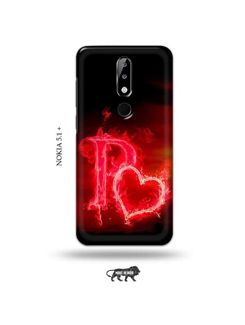 fire heart letter p back cover compatible with nokia 5.1 plus - 19009853 - Very Small Image - 1