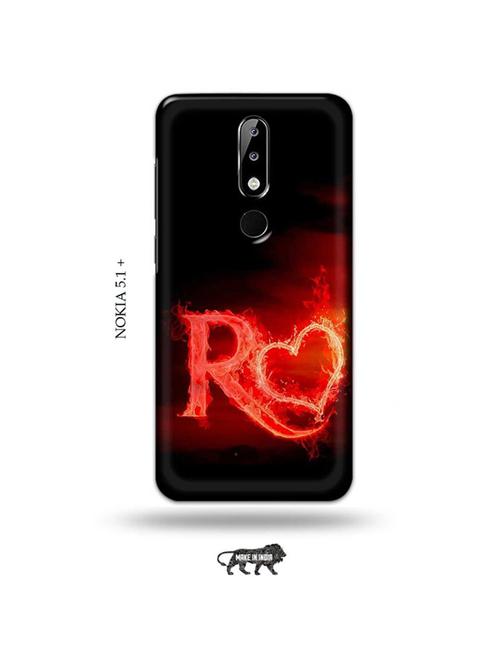 fire heart letter r back cover compatible with nokia 5.1 plus - 19009855 - Very Small Image - 1
