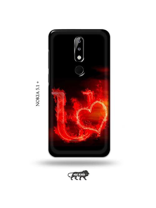 fire heart letter u back cover compatible with nokia 5.1 plus - 19009858 - Very Small Image - 1
