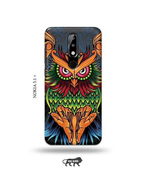 tweakymod designer printed hard case | colourful owl back cover compatible with nokia 5.1 plus - 19010102 - Very Small Image - 1