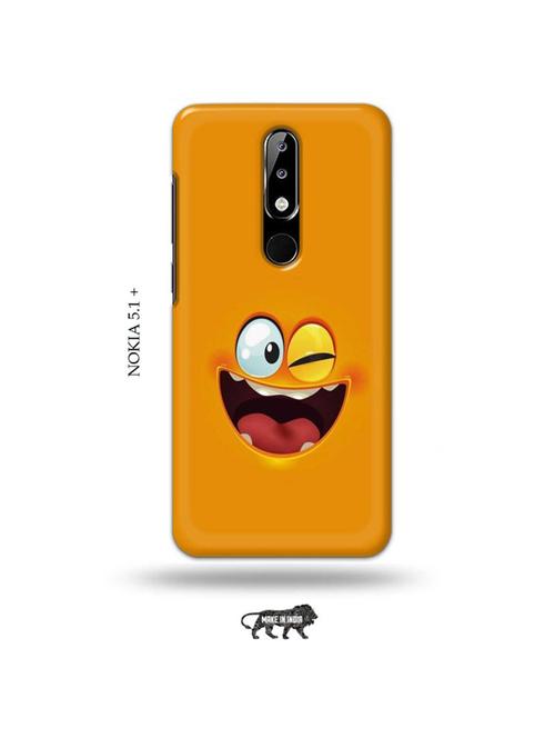 tweakymod designer printed hard case | funny face orange back cover compatible with nokia 5.1 plus - 19010113 - Very Small Image - 1