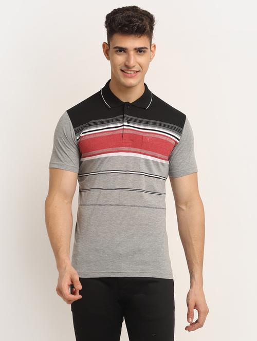 polo neck striped t-shirt - 19010522 - Very Small Image - 1