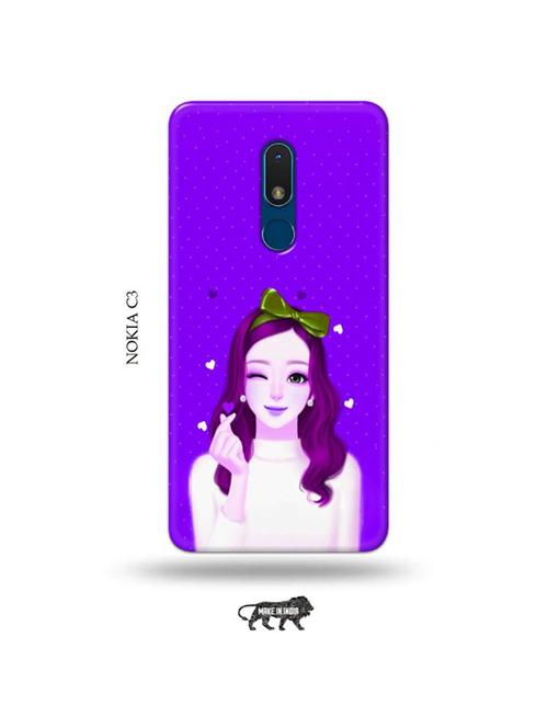 lovely girl purple back cover compatible with nokia c3 - 19010648 - Very Small Image - 1