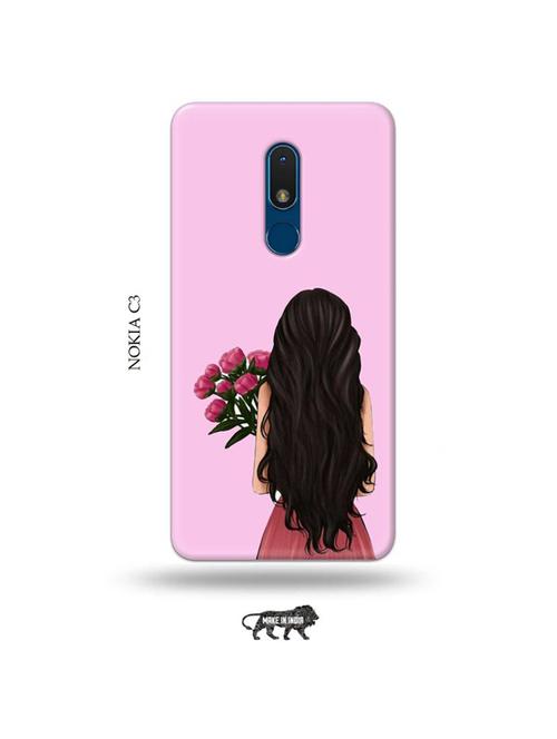 girl with flowers back cover compatible with nokia c3 - 19010662 - Very Small Image - 1