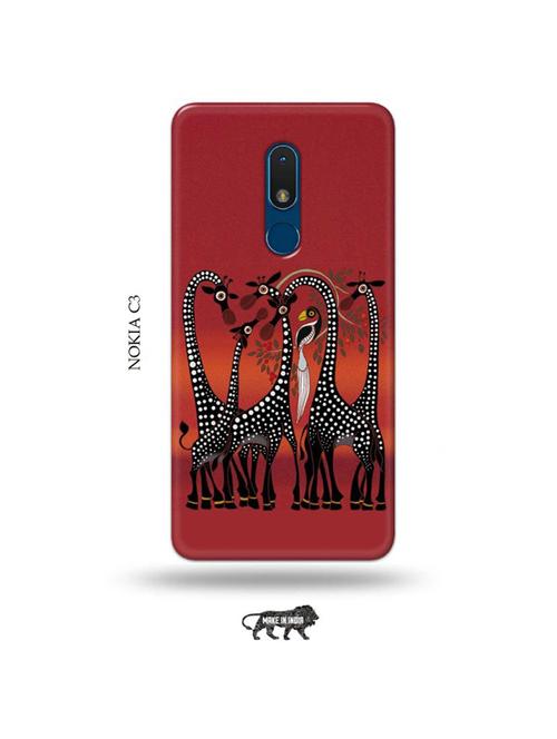kalankari giraffe back cover compatible with nokia c3 - 19010723 - Very Small Image - 1