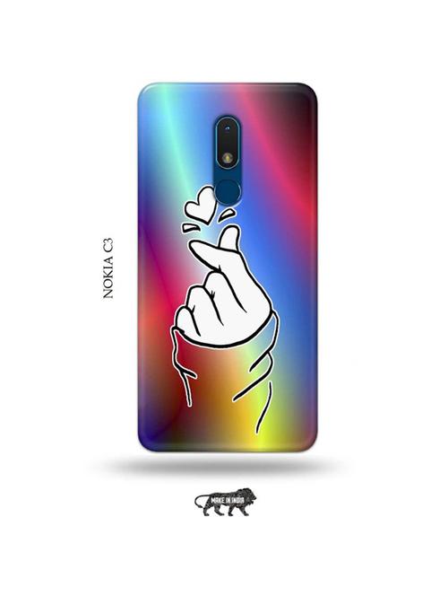 korean heart gesture multicolour back cover compatible with nokia c3 - 19010828 - Very Small Image - 1
