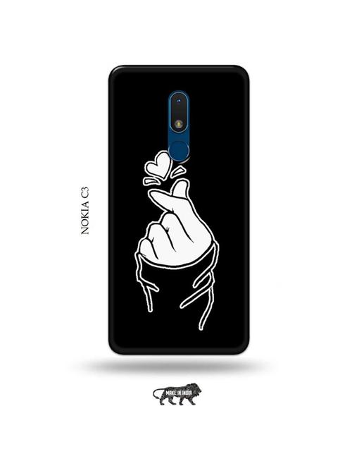 korean heart gesture black back cover compatible with nokia c3 - 19010829 - Very Small Image - 1
