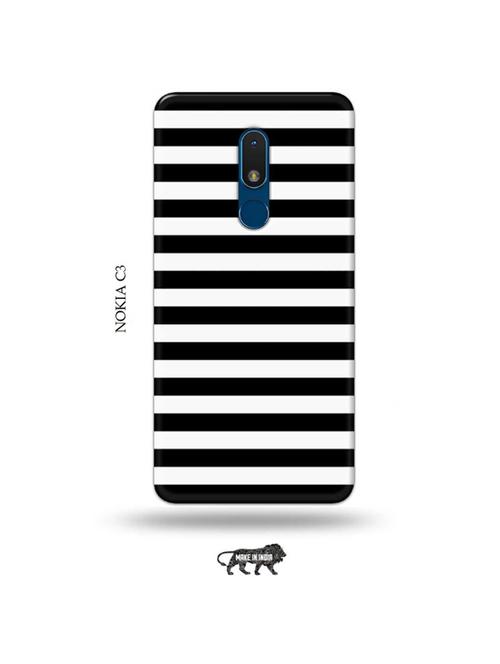tweakymod designer printed hard case | black strips back cover compatible with nokia c3 - 19010866 - Very Small Image - 1