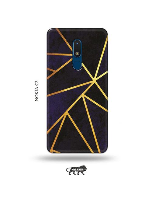 tweakymod designer printed hard case | vertical gold strips back cover compatible with nokia c3 - 19010936 - Very Small Image - 1