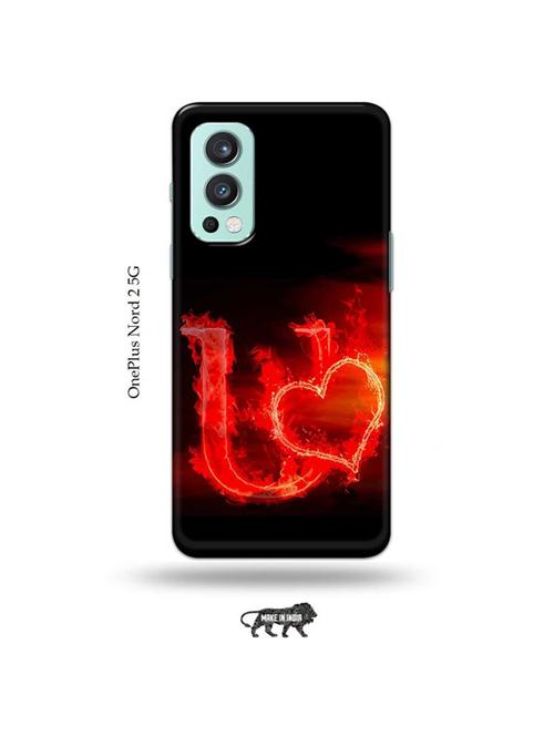 fire heart letter u back cover compatible with oneplus nord 2 - 19011118 - Very Small Image - 1