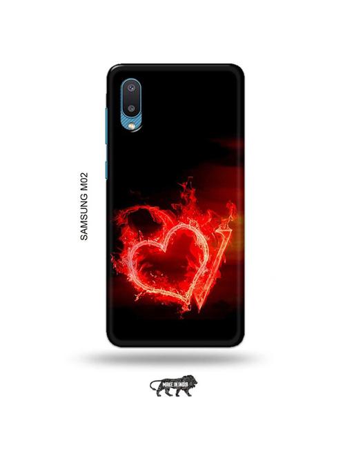 tweakymod designer printed hard case | fire heart letter i back cover compatible with samsung m02 - 19012157 - Very Small Image - 1