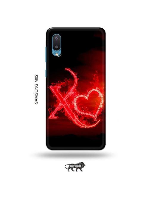 tweakymod designer printed hard case | fire heart letter i back cover compatible with samsung m02 - 19012159 - Very Small Image - 1