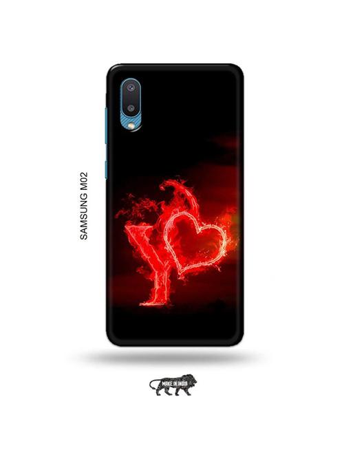 tweakymod designer printed hard case | fire heart letter i back cover compatible with samsung m02 - 19012160 - Very Small Image - 1