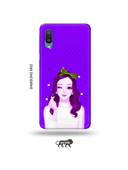 tweakymod designer printed hard case | lovely girl purple back cover compatible with samsung m02 - 19012205 - Very Small Image - 1