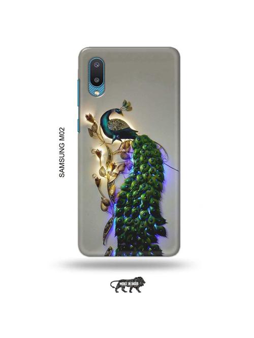 tweakymod designer printed hard case | peacock back cover compatible with samsung m02 - 19012273 - Very Small Image - 1