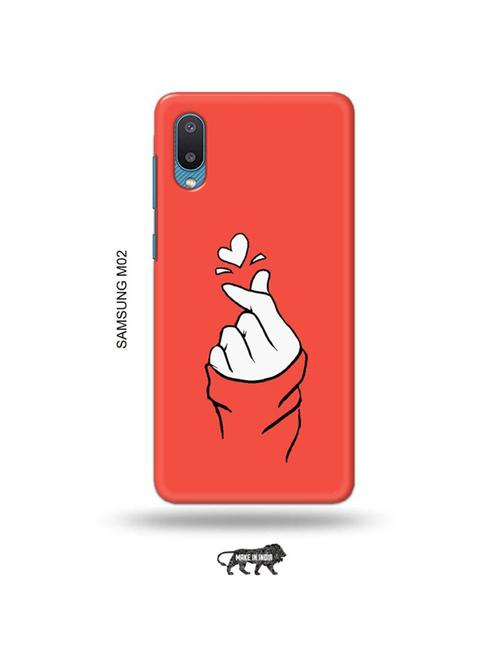 tweakymod designer printed hard case | korean heart gesture pink back cover compatible with samsung m02 - 19012387 - Very Small Image - 1