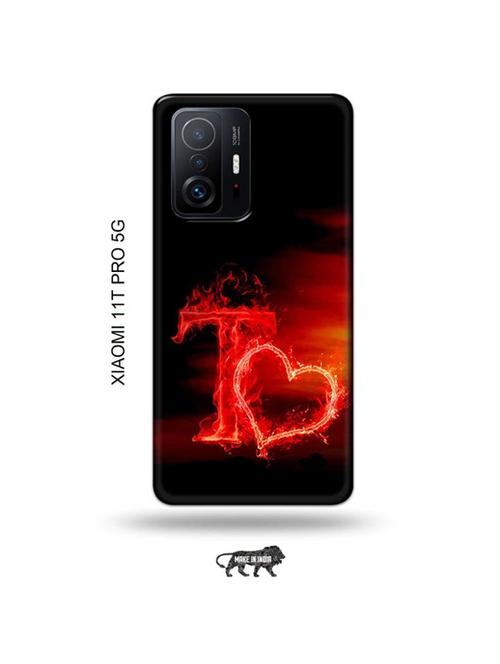 tweakymod designer printed hard case | fire heart letter t back cover compatible with xiaomi 11t pro 5g - 19012674 - Very Small Image - 1