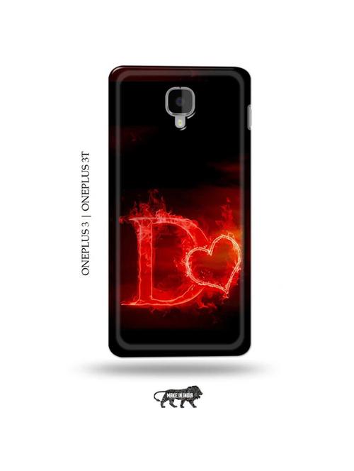 fire heart letter d back cover compatible with oneplus 3, oneplus 3t - 19013177 - Very Small Image - 1